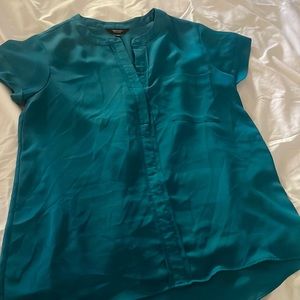 half button down turquoise blouse